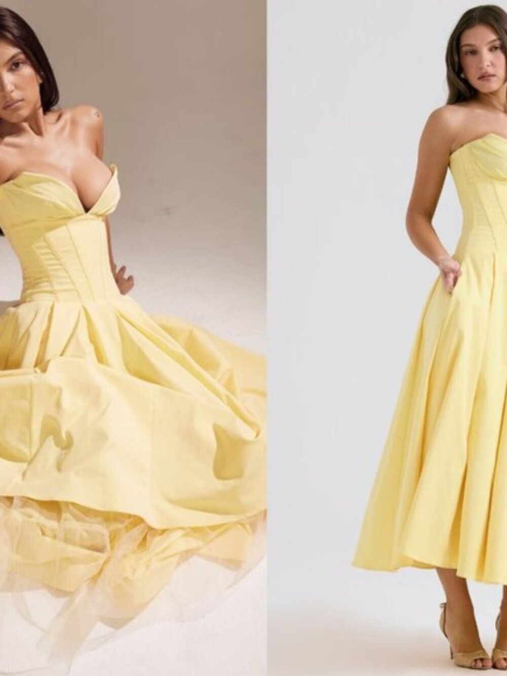 House of CB 'Lady' Sunshine Strapless Tulle Corset Midi Dress NWOT